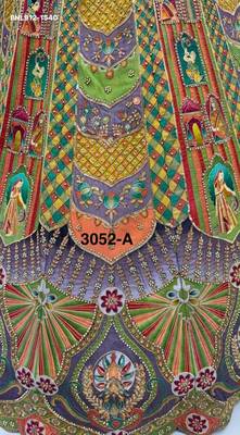 Multicolor silk blend embroidered designer sangeet lehenga choli set 3
