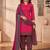 Pink printed cotton blend stitched floral print salwar kurta dupatta for women