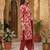 Red printed cotton blend stitched floral print salwar kurta dupatta for women
