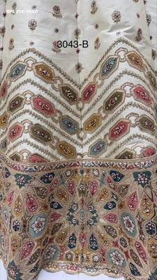 Off-white silk blend embroidered designer reception lehenga choli set 4