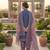 Blue printed cotton blend stitched floral print salwar kurta dupatta for women