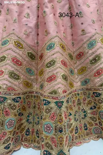 Light pink silk blend embroidered party wear sangeet lehenga choli set