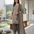 Grey printed cotton blend stitched geometric print salwar kurta dupatta for women