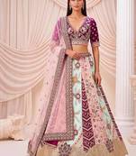 Multicolor silk blend embroidered designer bridal lehenga choli set