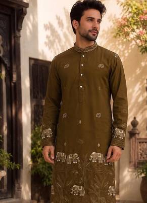 Mehendi lachko embroidery party wear kurta and payjama 2