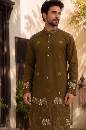 Mehendi lachko embroidery party wear kurta and payjama
