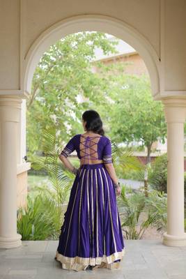 Violet Rayon Readymade Navratri Lehenga Choli with Mirror & Embroidery Work 4