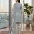 Grey printed cotton blend stitched geometric print salwar kurta dupatta for women
