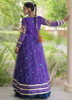 Teal Rayon Readymade Navratri Lehenga Choli with Kutchi Patchwork 4