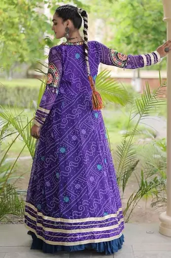 Teal Rayon Readymade Navratri Lehenga Choli with Kutchi Patchwork