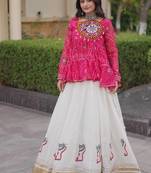 Rani&White Georgette Readymade Navratri Lehenga Choli with Kutchi Patchwork