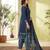 Blue printed cotton blend stitched solid print salwar kurta dupatta for women