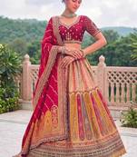 Multicolor silk blend embroidered traditional sangeet lehenga choli set