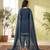 Blue printed cotton blend stitched solid print salwar kurta dupatta for women
