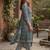 Teal printed cotton blend stitched floral print salwar kurta dupatta for women