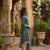 Teal printed cotton blend stitched geometric print salwar kurta dupatta for women