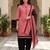 Pink printed cotton blend stitched geometric print salwar kurta dupatta for women
