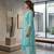 Teal printed cotton blend stitched ethnic motif print salwar kurta dupatta for women