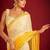 Yellow elegant designer heavy embroidered sequin georgette saree