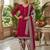 Red printed cotton blend stitched floral print salwar kurta dupatta for women