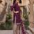 Wine printed cotton blend stitched geometric print salwar kurta dupatta for women