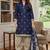 Blue printed cotton blend stitched geometric print salwar kurta dupatta for women