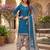 Teal printed cotton blend stitched floral print salwar kurta dupatta for women