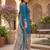 Teal printed cotton blend stitched floral print salwar kurta dupatta for women