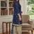 Blue printed cotton blend stitched geometric print salwar kurta dupatta for women