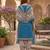 Teal printed cotton blend stitched floral print salwar kurta dupatta for women