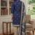 Blue printed cotton blend stitched geometric print salwar kurta dupatta for women