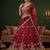 Red silk blend embroidered lehenga choli