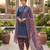 Blue printed cotton blend stitched floral print salwar kurta dupatta for women