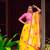 Women Yellow Floral Georgette Lehenga Choli Set with Pink Handwork Blouse Piece