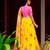 Women Yellow Floral Georgette Lehenga Choli Set with Pink Handwork Blouse Piece