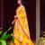 Women Yellow Floral Georgette Lehenga Choli Set with Pink Handwork Blouse Piece