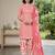Pink printed cotton blend stitched geometric print salwar kurta dupatta for women