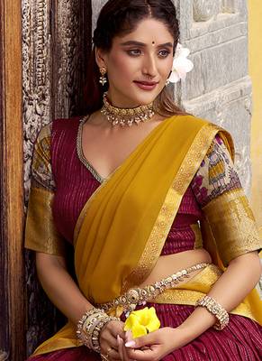 Women's Poly Chanderi Kalamkari Printed Lehenga Choli with Georgette Dupatta 4