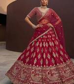 Rani pink silk blend embroidered lehenga choli