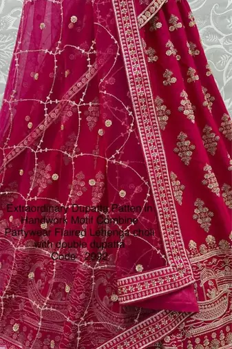 Rani pink silk blend embroidered lehenga choli