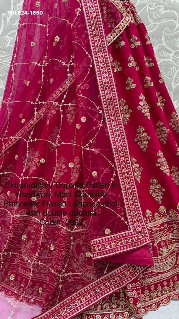 Rani pink silk blend embroidered lehenga choli