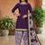 Purple printed cotton blend stitched solid print salwar kurta dupatta for women