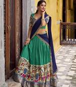 Women's Poly Chanderi Kalamkari Printed Lehenga Choli with Georgette Dupatta