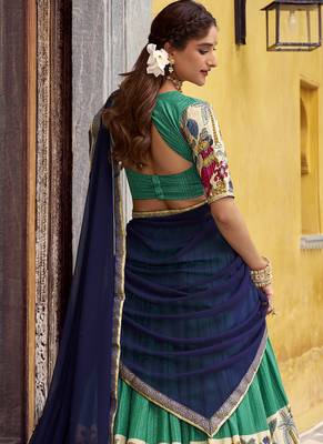Women's Poly Chanderi Kalamkari Printed Lehenga Choli with Georgette Dupatta 3