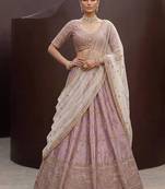 Onion pink silk blend embroidered lehenga choli
