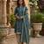 Teal printed cotton blend stitched geometric print salwar kurta dupatta for women