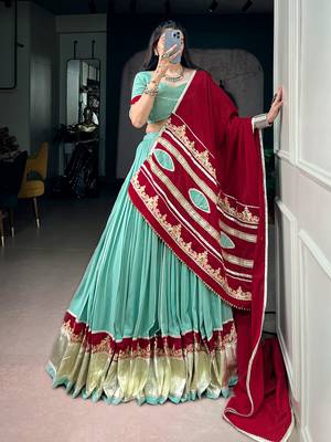 women embroidered rayon lehenga choli with mal cotton dupatta for garba & navratri - free size 4
