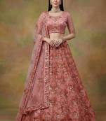 Pink net embroidered lehenga choli
