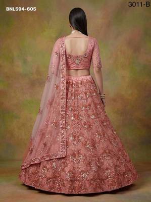 Pink net embroidered lehenga choli 2