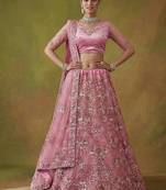 Pink net embroidered lehenga choli